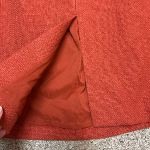 ANN TAYLOR PENCIL SKIRT BASKETWEAVE CHAIN LINK SLIT SKIRT FRESH CLAY RUST ORANGE - Picture 8 of 9